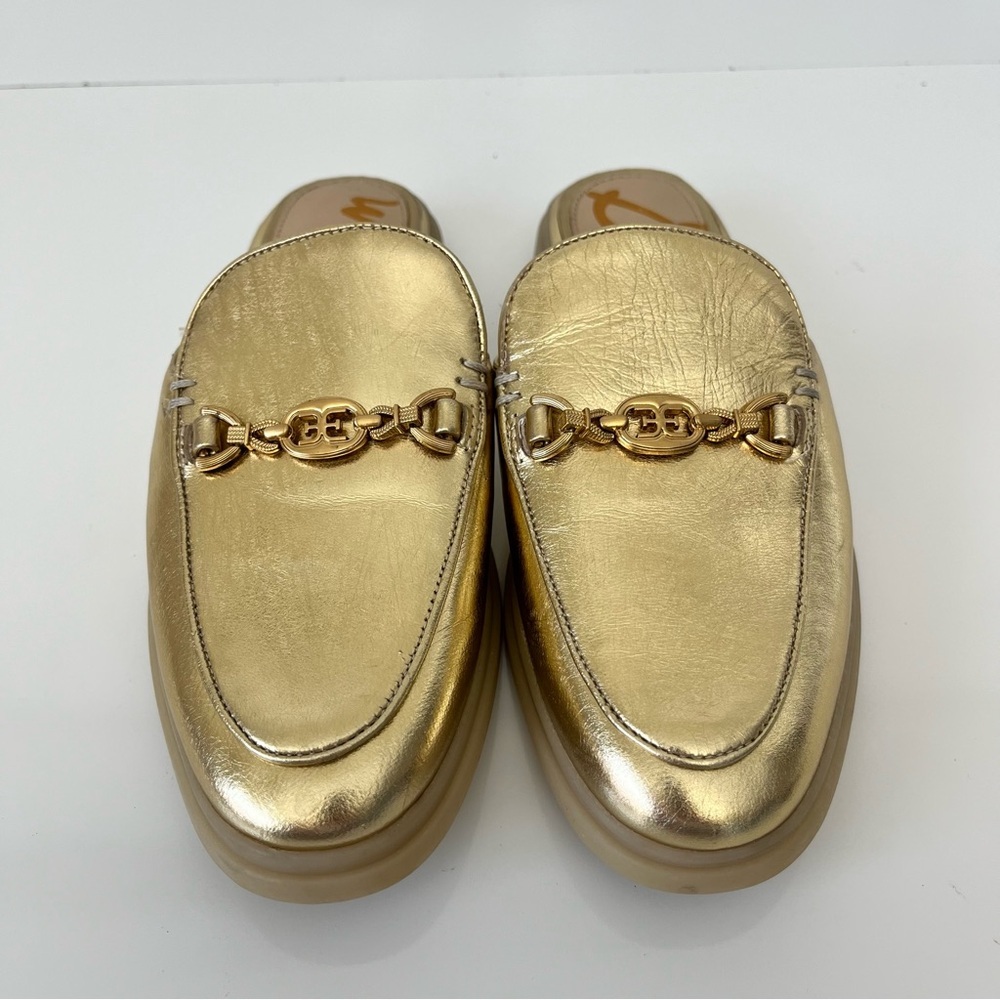 SAM EDELMAN Kira Bit Mule in Gold Metallic Leather NEW - Picture 6 of 14